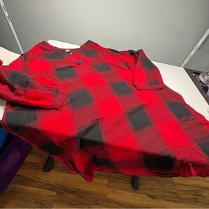 Buffalo plaid mini dress popover v neck size xl nwot